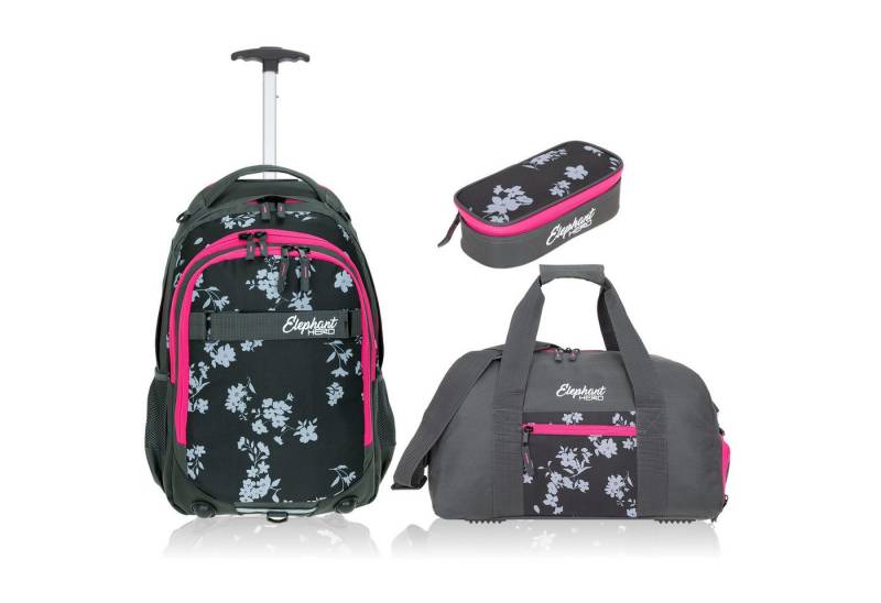 ELEPHANT Schulrucksack Schultrolley Trolley Hero Signature Schulrucksack (3 Teile Set), Rucksacktrolley Schule Rucksack Trolly, Sporttasche, Mäppchen Box +tsm von ELEPHANT