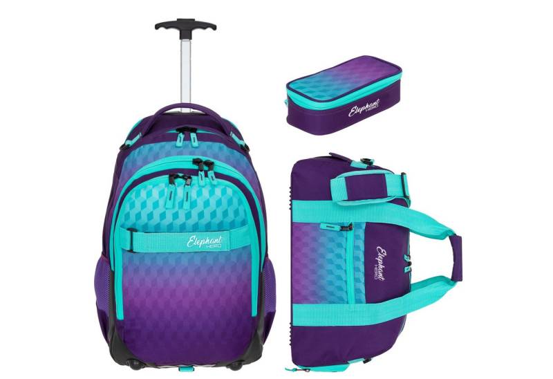ELEPHANT Schulrucksack Schultrolley Trolley Hero Signature Schulrucksack (3 Teile Set), Rucksacktrolley Schule Rucksack Trolly, Sporttasche, Mäppchen Box +tsm von ELEPHANT