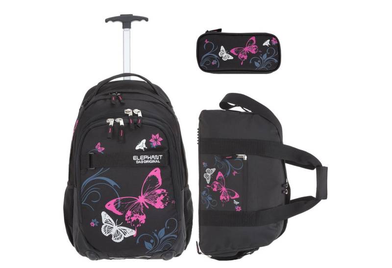 ELEPHANT Schulrucksack Schultrolley Trolley Hero Signature Schulrucksack (3 Teile Set), Rucksacktrolley Schule Rucksack Trolly, Sporttasche, Mäppchen Box +tsm von ELEPHANT