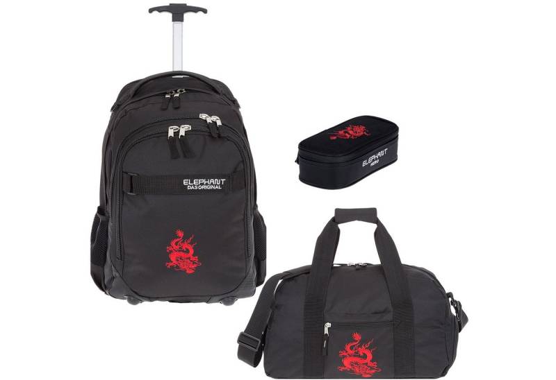 ELEPHANT Schulrucksack Schultrolley Trolley Hero Signature Schulrucksack (3 Teile Set), Rucksacktrolley Schule Rucksack Trolly, Sporttasche, Mäppchen Box +tsm von ELEPHANT