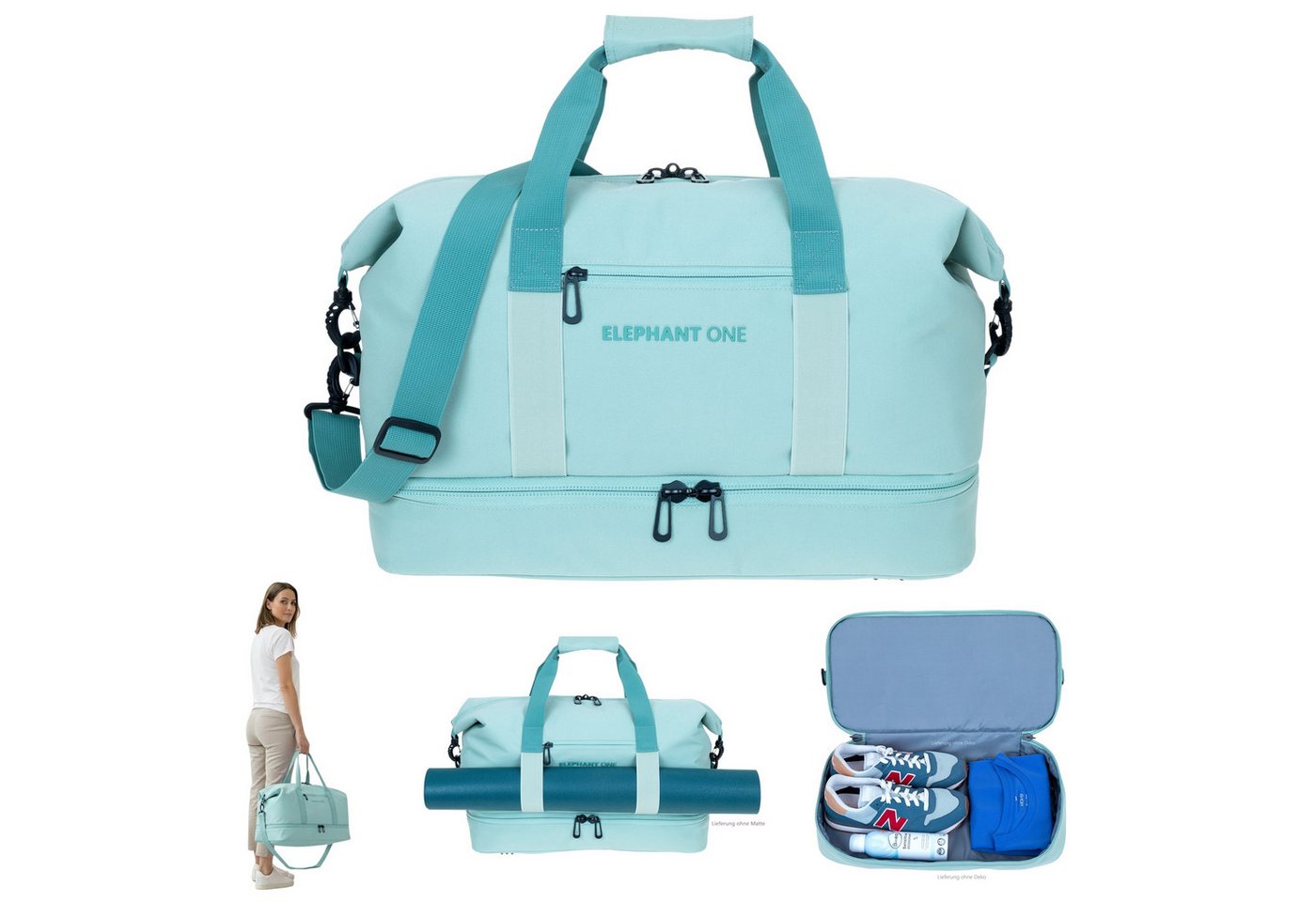 ELEPHANT Sporttasche Damen Herren Reisetasche Gym Schuhfach Innentaschen, Reisetasche Sport Tasche Schuhfach Vortasche 47 cm 30 L + Flasche von ELEPHANT