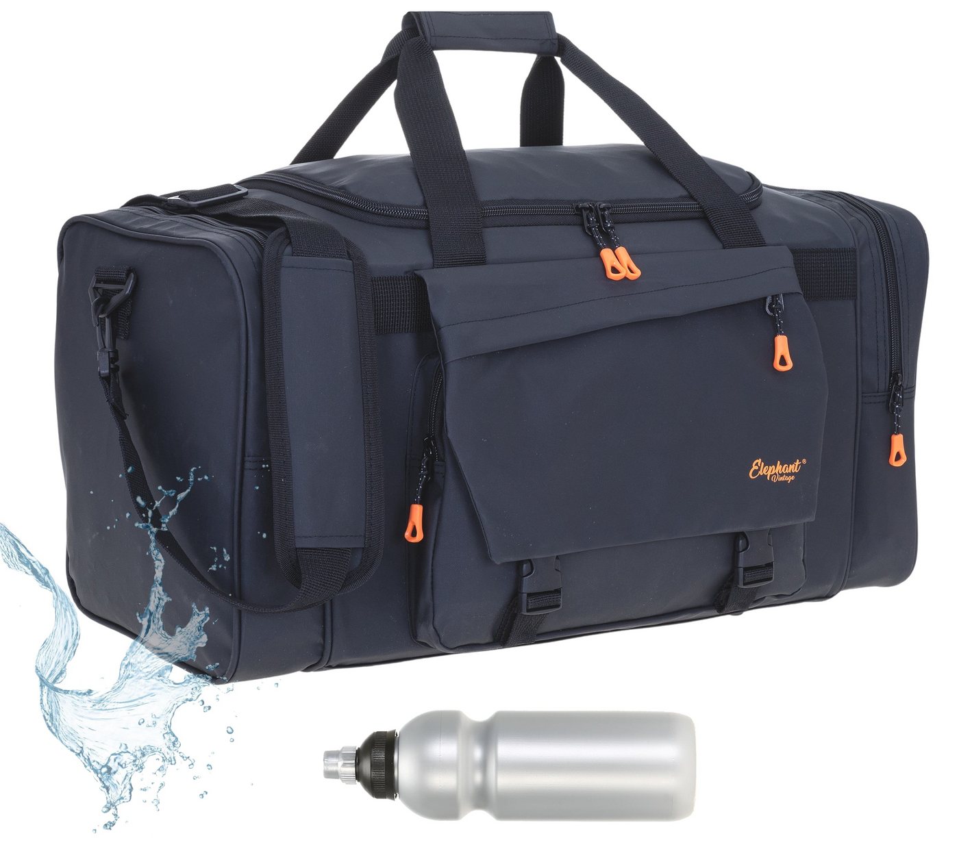 ELEPHANT Sporttasche Reisetasche Saunatasche Damen Herren aus Plane Tour 55 cm, 40 L Large wasserabweisend Sauna Reise Sport Tasche + Flasche von ELEPHANT