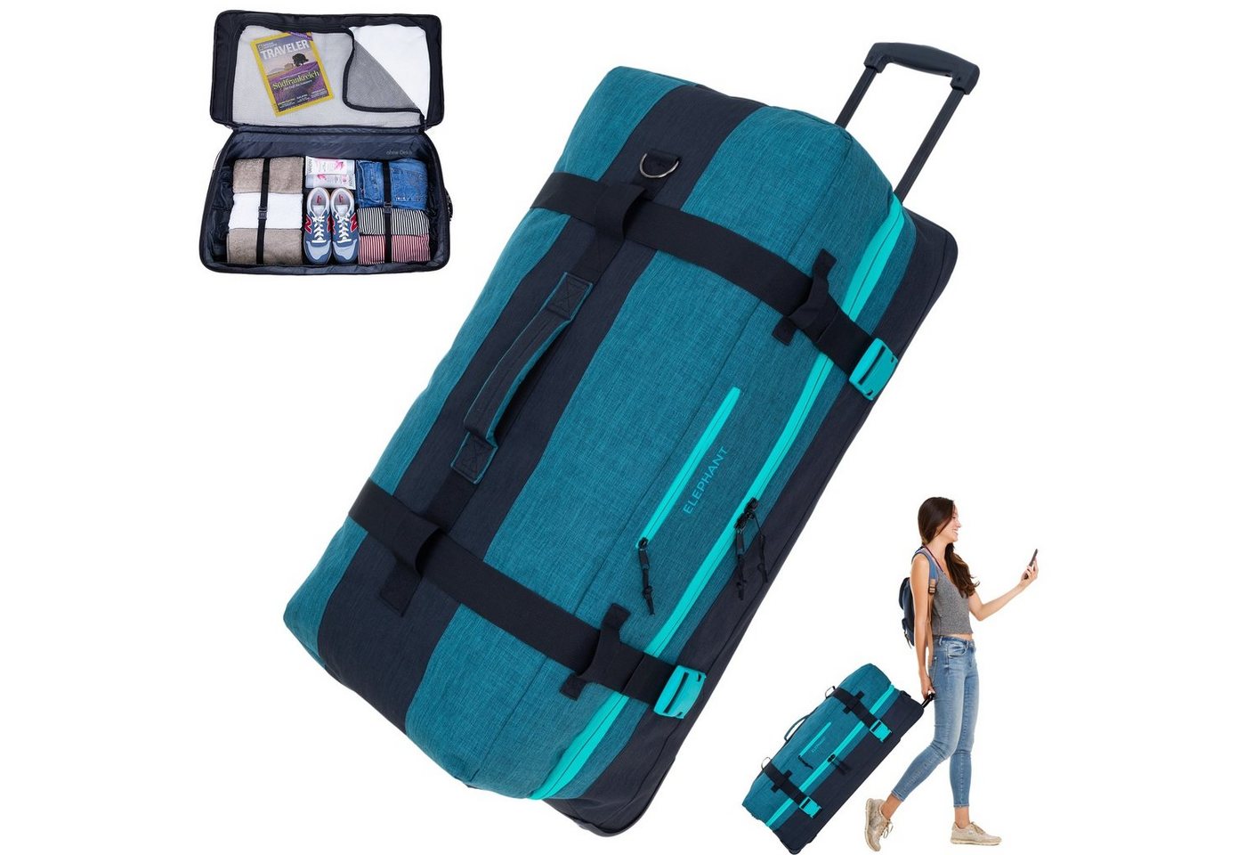 ELEPHANT Trolley XXL Travel Reisetrolley 80 cm 120 Liter Reise, Tasche groß Softcase Gepäck Urlaub Trolly von ELEPHANT