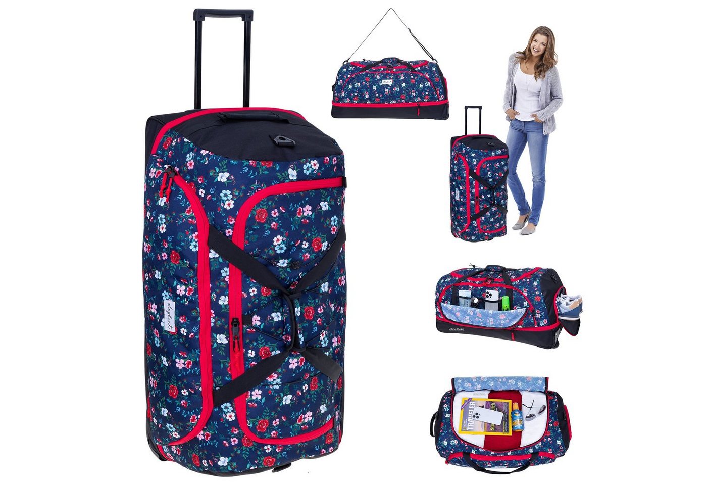 ELEPHANT Weichgepäck-Trolley Cruiser Trolley 100-135 L Reisetasche Travel Flower, Damen Tasche Softcase Gepäck Reise Urlaub Trolly von ELEPHANT