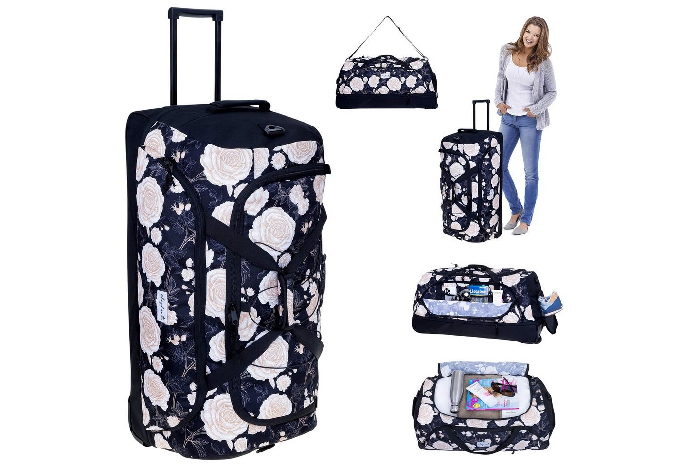 ELEPHANT Weichgepäck-Trolley Cruiser Trolley 100-135 L Reisetasche Travel Flower, Damen Tasche Softcase Gepäck Reise Urlaub Trolly von ELEPHANT