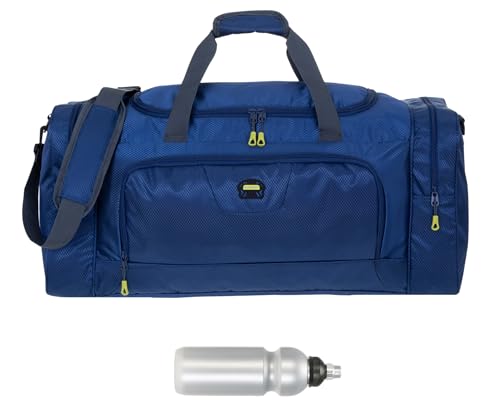 Sporttasche Damen Herren Trainer XL 69 cm 55 L Nassfach Reisetasche Schuhfach Sport Fitness Sauna Gym Bag Tasche sehr groß 1244 + Trinkflasche (Dark Marine Blue (blau)) von ELEPHANT