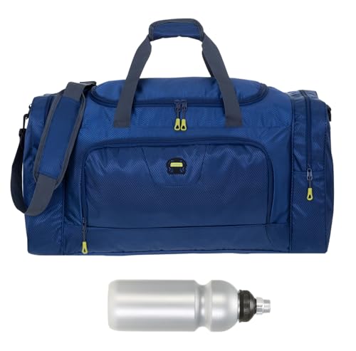 Sporttasche groß Damen Herren Trainer Large 55 cm 40 L Nassfach Reisetasche Sport Fitness Sauna Saunatasche Schwimmtasche Tasche groß 1243 + Trinkflasche (Dark Marine Blue (blau)) von ELEPHANT