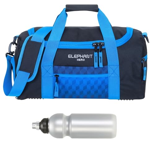 Sporttasche klein Jungen Mädchen Hero Signature mit Schuhfach Sport Tasche Kinder medium Schule Fitness Bag + Trinkflasche f (Dark Blue Cube 12867) von ELEPHANT