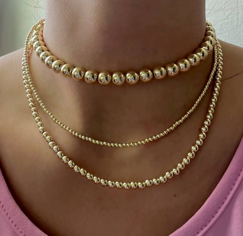 Goldene Perlenkette 4 Mm Hämatit, 18K Vergoldet/Versilbert von ELESSTUDIO