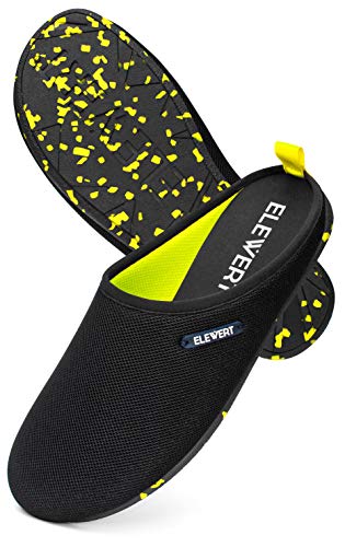 ELEWERT® – Hausschuhe für Herren/Damen - NATURAL-LITE - Pantoffeln/Slipper – für Sommer und Winter, mit extra Komfortabel, atmungsaktiv, rutschfeste Gummisohle - Schwarz/Gelb, EU 37 von ELEWERT