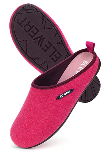 ELEWERT® Damen Hausschuhe I Recycelte Filzpantoffeln I Herausnehmbares Fußbett I Natürliche Gummisohle I rutschfeste Pantoletten I Damen Schuhe für Fußschmerz I Spanien I Pink, EU 41 von ELEWERT