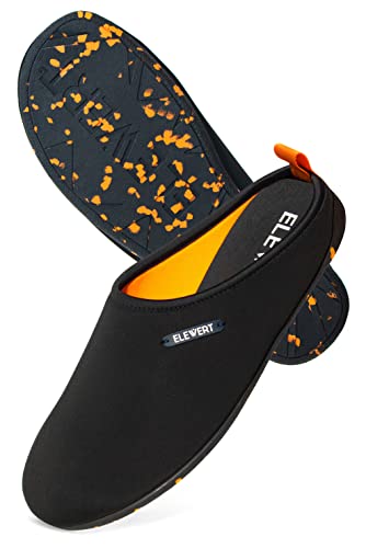 ELEWERT® – Hausschuhe für Herren/Damen - NEO - Pantoffeln/Slipper – für Sommer und Winter, mit extra Komfortabel, atmungsaktiv, rutschfeste Gummisohle - Schwarz/Orange/Fluor, EU 37 von ELEWERT