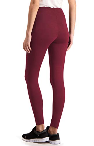 ELF KUCKUCK Damen Leggings Blickdichte Leggins Hose aus Baumwolle Dunkelrot (XL-XXL) von ELF KUCKUCK