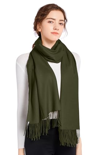 ELF KUCKUCK Schal Damen Winter Baumwolle Winterschal Pashmina, Armee Grün von ELF KUCKUCK
