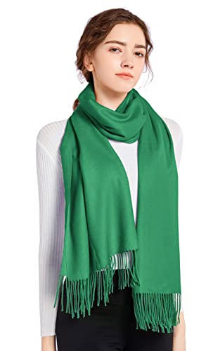 ELF KUCKUCK Schal Damen Winter Baumwolle Winterschal Pashmina Frauen Halstuch, Dunkelgrün von ELF KUCKUCK