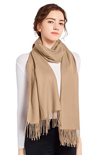 ELF KUCKUCK Schal Damen Winter Baumwolle Winterschal Pashmina Halstuch, Beige von ELF KUCKUCK