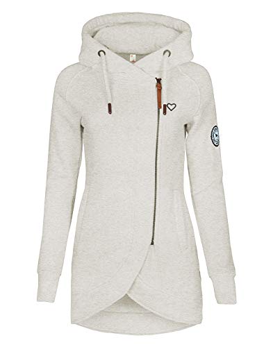 ELFIN Damen Jacken Sweatjacket Damen Sweatjacke mit Kapuze,Leicht Grau,S von ELFIN