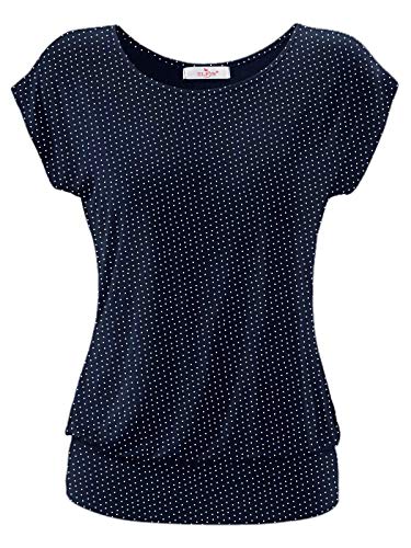 ELFIN Damen T-Shirt Ärmellos Longshirt Kurzarm Lässig Tunika Weite O-Neck Oberteile Sommer Basic Top von ELFIN