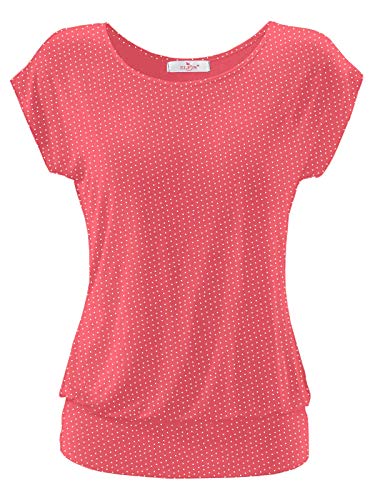 ELFIN Damen T-Shirt Ärmellos Longshirt Kurzarm Lässig Tunika Weite O-Neck Oberteile Sommer Basic Top von ELFIN