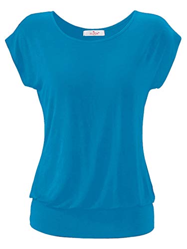 ELFIN Damen T-Shirt Ärmellos Longshirt Kurzarm Lässig Tunika Weite O-Neck Oberteile Sommer Basic Top von ELFIN