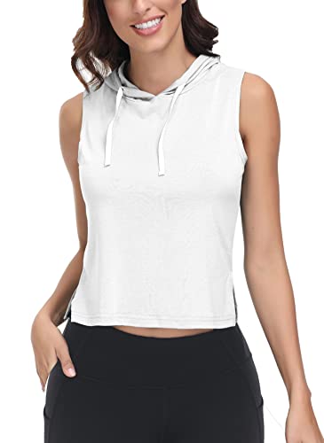 ELFIN Damen T-Shirt Sommer ärmelloses Blusen Tanktop Mit Kapuzen Locker Oberteile Basic Tops von ELFIN