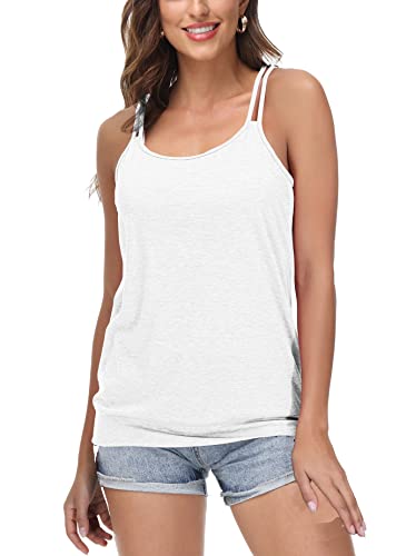 ELFIN Damen Yoga Tanktop Spaghetti Top Sommer Bluse Sport Ärmelloses Basic Shirt Oberteile Mit breitem Bund am Saum von ELFIN