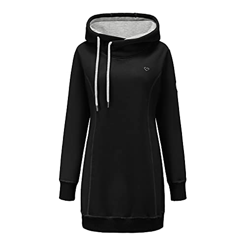 ELFIN Hoodie Pullover Damen Lange Sweaterkleid Kapuzenpullover Sweatshirt Pulli Herbst Winter von ELFIN