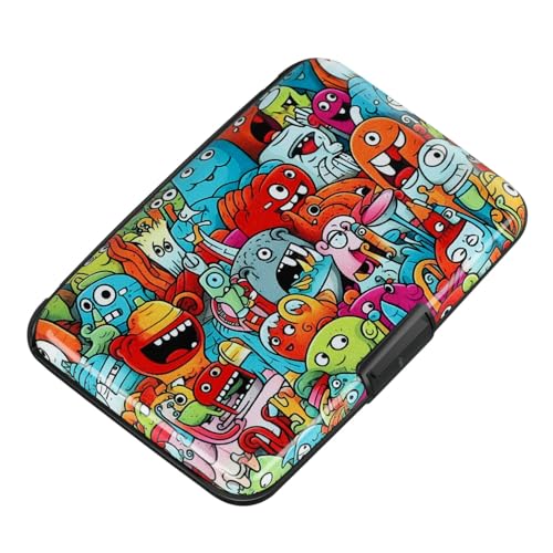 ELFISH RFID-blockierendes Kreditkartenetui aus Aluminium für Herren und Damen, Monsters von ELFISH