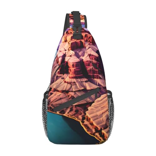 Blaue Eule Sling Bag Damen Crossbody Fanny Packs Crossbody Taschen Umhängetasche Für Männer Frauen Reisen Wandern, Schönheit Grand Canyon, Einheitsgröße von ELFcat