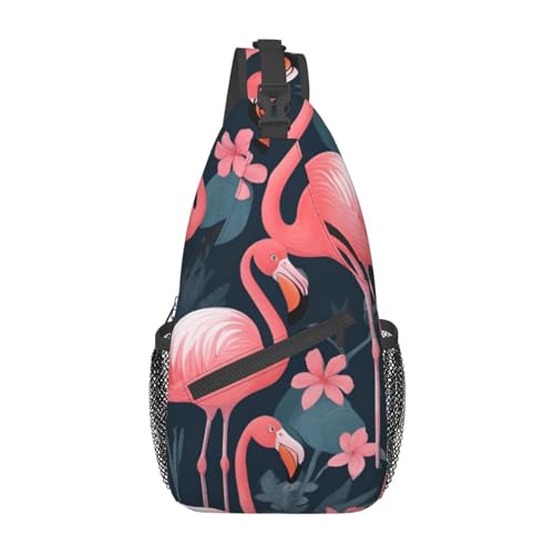 Brick Red Stone Sling Bag Damen Crossbody Fanny Packs Crossbody Taschen Umhängetasche Für Männer Frauen Reisen Wandern, Pink Flamingos, Einheitsgröße von ELFcat