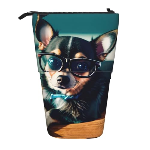 ELFcat Chihuahua Hund Brille Niedlich Stift Bleistift Teleskop Halter Pop Up Schreibwaren Fall Großartig Für Weihnachten Neujahr Geschenk von ELFcat