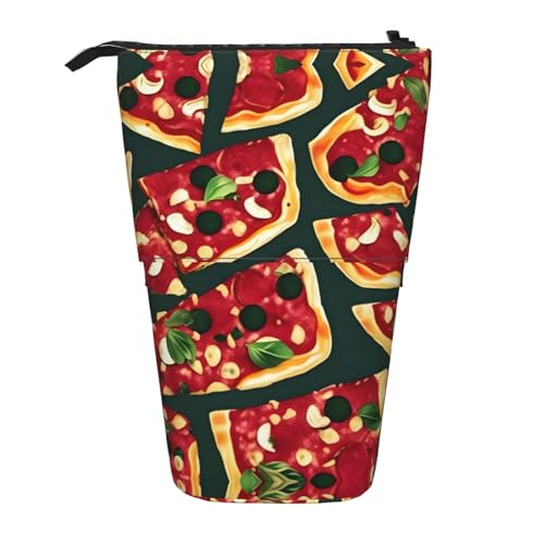 ELFcat Pizza-Muster, niedlicher Stiftehalter, Teleskop-Halter, Pop-Up-Schreibwaren-Etui, ideal für Weihnachten, Neujahrsgeschenk von ELFcat