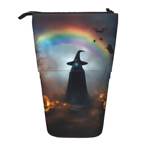 ELFcat Regenbogen-Halloween-Geist, Hexenhut, Spinnen, niedlicher Stiftehalter, Teleskop-Halter, Pop-Up-Schreibwaren-Etui, ideal für Weihnachten, Neujahrsgeschenk von ELFcat