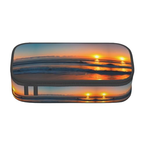 ELFcat Schönes Sunrise Ocean Großes Federmäppchen, Federmäppchen mit Reißverschlussfächern, ästhetisches Federmäppchen für Erwachsene von ELFcat