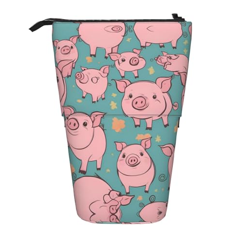 ELFcat Süßer Stiftehalter mit Schwein-Hintergrund, Teleskop-Halter, Pop-Up-Schreibwaren-Koffer, ideal für Weihnachten, Neujahrsgeschenk von ELFcat