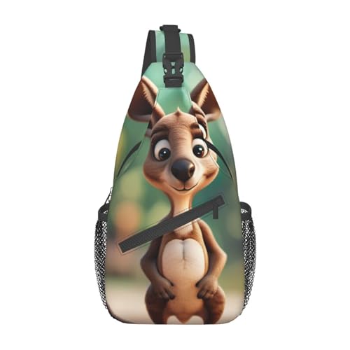 Gras Baseball Softball Sling Bag Damen Crossbody Fanny Packs Crossbody Taschen Umhängetasche Für Männer Frauen Reisen Wandern, Lustige Cartoon Känguru Zoo1, Einheitsgröße von ELFcat