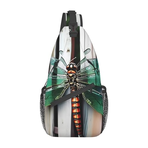 Halloween Süße Kürbis Sling Bag Damen Crossbody Bauchtaschen Crossbody Taschen Umhängetasche Für Männer Frauen Reisen Wandern, Libellenzaun, Einheitsgröße von ELFcat