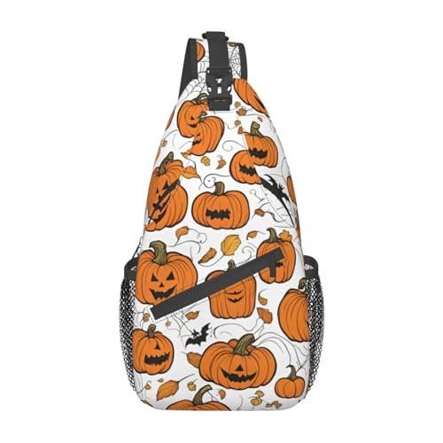 Happy Fathers Day By Son Sling Bag Damen Crossbody Fanny Packs Crossbody Taschen Umhängetasche für Männer Frauen Reisen Wandern, Halloween-Kürbis-Muster, Einheitsgröße von ELFcat