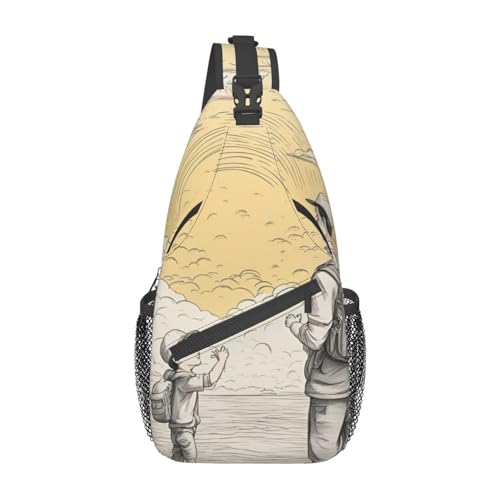 Happy Fathers Day By Son Sling Bag Damen Crossbody Fanny Packs Crossbody Taschen Umhängetasche für Männer Frauen Reisen Wandern, Happy Fathers Day By Son, Einheitsgröße von ELFcat