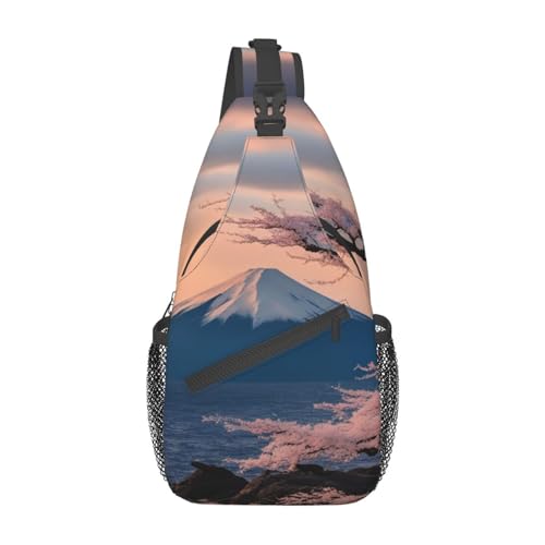 Landschaft Bäume Sling Bag Damen Crossbody Bauchtaschen Crossbody Taschen Umhängetasche Für Männer Frauen Reisen Wandern, Japan Mount Fuji Landschaft, Einheitsgröße von ELFcat