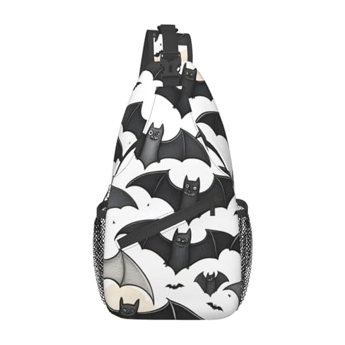 Llama In A Scarf Sling Bag Damen Crossbody Fanny Packs Crossbody Taschen Umhängetasche Für Männer Frauen Reisen Wandern, Halloween fliegende Fledermäuse, Einheitsgröße von ELFcat