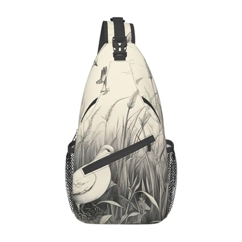 Los Angeles Palm Trees Sling Bag Damen Crossbody Fanny Packs Crossbody Taschen Umhängetasche Für Männer Frauen Reisen Wandern, Gras und Taube, Einheitsgröße von ELFcat