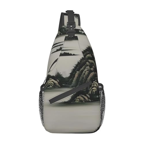 Los Angeles Palm Trees Sling Bag Damen Crossbody Fanny Packs Crossbody Taschen Umhängetasche Für Männer Frauen Reisen Wandern, Landschaftsbild, Einheitsgröße von ELFcat