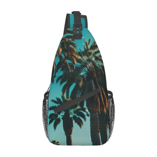 Orchidee Blume Schmetterling Weiche Frische Frühling Sling Bag Damen Crossbody Fanny Packs Crossbody Taschen Umhängetasche Für Männer Frauen Reisen Wandern, Los Angeles Palmen, Einheitsgröße von ELFcat