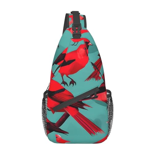 Sea Seestern Sling Bag Damen Crossbody Fanny Packs Crossbody Taschen Umhängetasche Für Männer Frauen Reisen Wandern, Rote Vögel Fauna Wild, Einheitsgröße von ELFcat