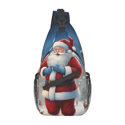 Sea Seestern Sling Bag Damen Crossbody Fanny Packs Crossbody Taschen Umhängetasche Für Männer Frauen Reisen Wandern, Weihnachtsmann Schnee Secenry, Einheitsgröße von ELFcat