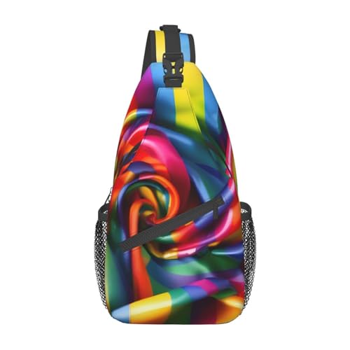 Space Planets Sling Bag Damen Crossbody Fanny Packs Crossbody Taschen Umhängetasche Für Männer Frauen Reisen Wandern, Regenbogengestreift, Einheitsgröße von ELFcat