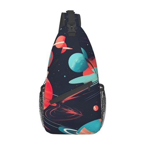 Space Planets Sling Bag Damen Crossbody Fanny Packs Crossbody Taschen Umhängetasche Für Männer Frauen Reisen Wandern, Weltraum-Planeten, Einheitsgröße von ELFcat