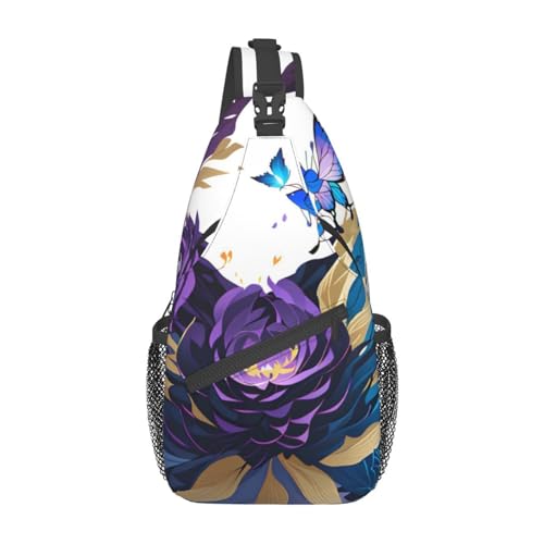 Space Planets Sling Bag Damen Crossbody Fanny Packs Crossbody Taschen Umhängetasche Für Männer Frauen Reisen Wandern, violettfarbener schmetterling, Einheitsgröße von ELFcat