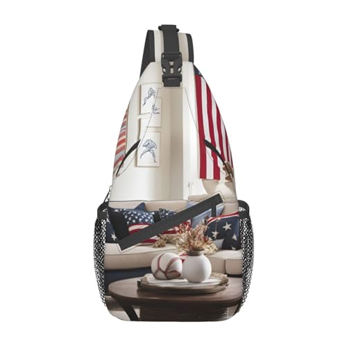 Strand Clear Sea Sand Sling Bag Damen Crossbody Fanny Packs Crossbody Taschen Umhängetasche Für Männer Frauen Reisen Wandern, Amerikanische Flagge und Baseball, Einheitsgröße von ELFcat